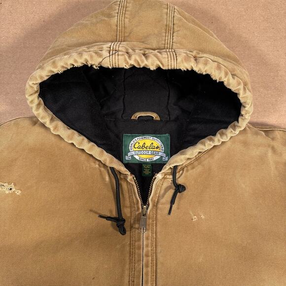 Vintage Cabela's Outdoor Tan Brown Duck Work Carhartt Style Coat W/ Hood 3XL - Picture 4 of 8
